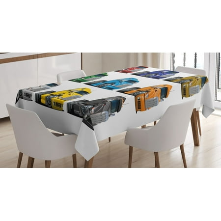 

Truck Tablecloth Colorful Semi Trucks Transportation of Goods Theme Shipping Driving Cartoon Design Rectangular Table Cover for Dining Room Kitchen 52 X 70 Inches Multicolor by Ambesonne