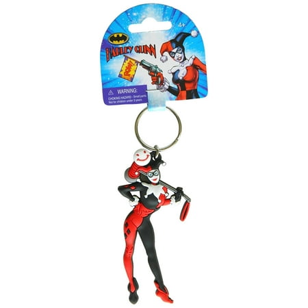 Articulated Figural - Harley Quinn PVC Soft Touch Figural Key Ring Action Figure, Lightweight and durable PVC plastic By DC Comics
