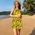thumbnail image 3 of Fuzoiu yellow Corn Print Women's Sleeveless Dress,Summer Dresses for Women,Casual Sundresses,Beach Sleeveless T-shirt Swing Dress with Pockets, 3 of 7