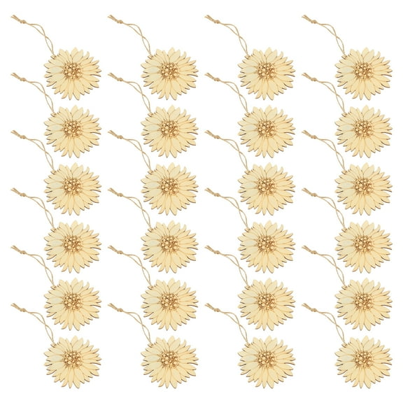 50pcs Unfinished Wood Cutout Chrysanthemum Shape Slice Craft DIY Accessories
