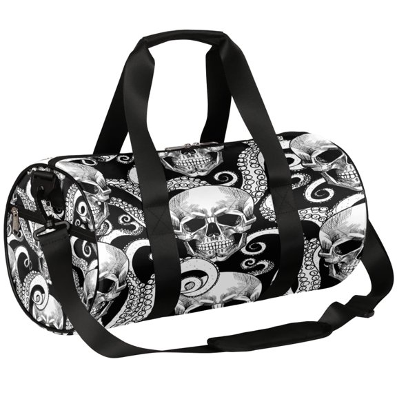 Octopus Skull Travel Sport Duffle Bag,Canvas Shoulder Tote Gym Bags for Overnight Weekender Dancing Yoga Gymnastics Ballet