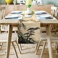 thumbnail image 2 of Table Runner 72 Inches Long for Dining Room Asian Washable Burlap Linen Tabletop Collection for Party Dinner Holidays Ink Painting Style Chinese Mountain, 2 of 7