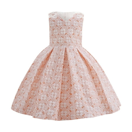 

Girls Dress Skirt Flower Prints Birthday Princess Girl Wedding Dress For Clothes for 12-18 Months