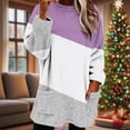 thumbnail image 4 of Hinvhai Women's Fleece Pullover Fuzzy Cozy Colorblock Sweatshirt Crew Neck Sweatshirt thermal Warm Oversized Tops with Pockets Purple XXXL(XXXL), 4 of 9