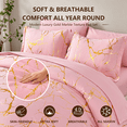 thumbnail image 3 of Flymme King Size Comforter Sets Pink 7 Pieces Bed in a Bag King Marble Bedding All Season Luxury Soft Microfiber Gold Marble Texture Bed Set for Women Man, 3 of 9