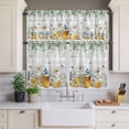 thumbnail image 4 of 3 Piece Kitchen Curtains and Valances Set Daisy Spring Floral Cafe Curtains 24 Inch Length Farmhouse Botanical Green Leaves Wooden Valance & Tier Curtain for Living Room Bedroom 54"x18"+27"x24"*2, 4 of 6