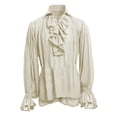 thumbnail image 2 of Men's Retro Performance Clothes Puffy Sleeve Top Solid Long Sleeve M, 2 of 5
