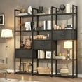 thumbnail image 4 of Casendy Tall 5 Tier Bookcase with 3 Storage Drawers, Metal Frame Bookshelf, Display Storage Shelf Book Shelf for Living Room, (11" D x 70.9" W x 73.6" H), Black, 4 of 6
