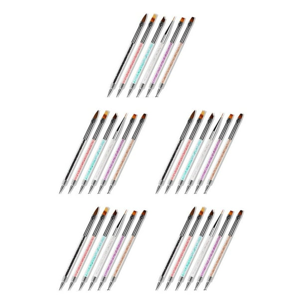 Seitruly 6 Pieces Nail Brush Set Color Painting Powder Handle Crystal Pole Manicure Anti-slip Elegant Inlaid Pens Flower Accessories 6 piezas 5piezas Seitruly CBP256733