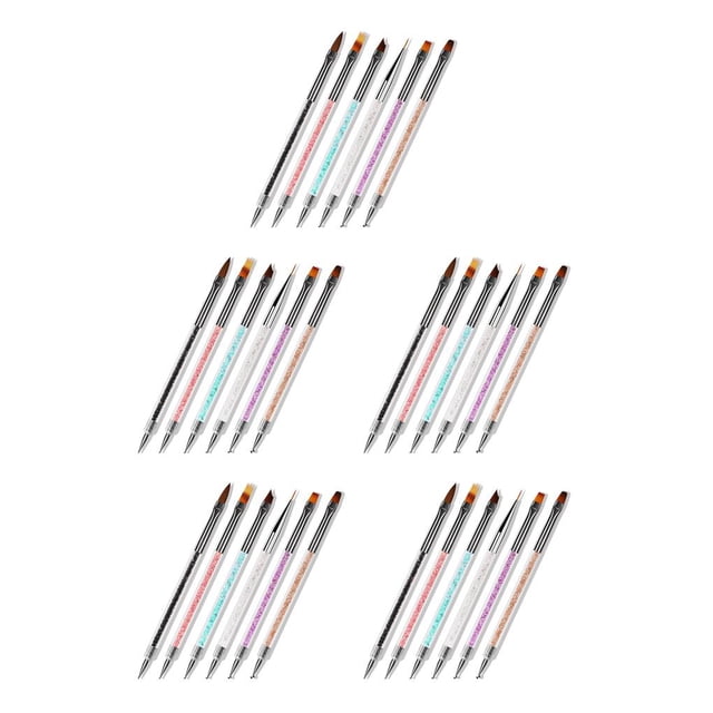 Qarigey 6 Pieces Nail Brush Set Color Painting Powder Handle Crystal Pole Manicure Anti-slip Elegant Inlaid Pens Flower Accessories 6 piezas 5piezas Qarigey CBP256733