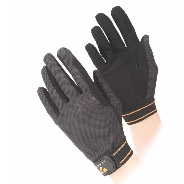 Aubrion - Guantes de Montar de Malla para Adultos Unisex (Negro)