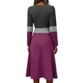 thumbnail image 5 of BOMYJESK Womens Summer Dresses Ruched Flowy Long Sleeve a Line Dress Elegant Formal Lightweight Breathable Work Dresses Dark Purple 2XL, 5 of 5