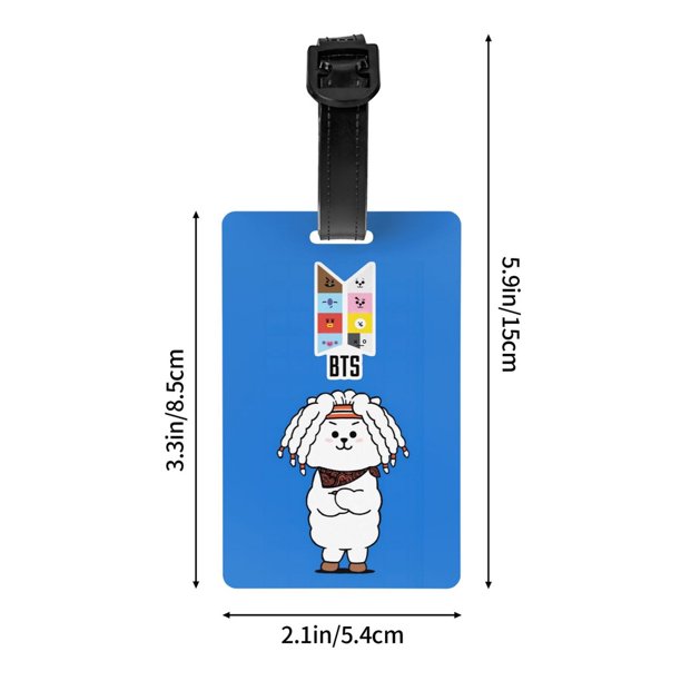 BTS BT21 RJ PVC Equipaje Maleta Etiquetas 5.4 * 8.5cm Personalización Creativa Titular De La Dirección De Viaje Accesorios De Etiqueta huangjie unisex