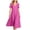 Hot Pink, variant on Summer Womens Dress Fashion Casual Solid Color V-Neck Short Sleeve Loose Knee-Length Midi Dress