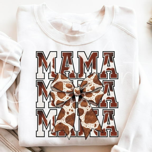 Mama Cow Print T-Shirt, Rustic Western Cowhide Design, Farmhouse Mom Graphic Tee