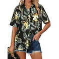 thumbnail image 4 of NFTOEIULA Women Hawaiian Floral Print Oversized Short Sleeve Shirt T-shirt, 4 of 8