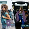thumbnail image 4 of PAVILIA Soft Compact Travel Blanket and Pillow, Foldable Airplane Blanket in Bag, Lightweight Portable Flight Blanket Set with Luggage Strap, Camping Plane Car Home Office Gift Accessories, Purple, 4 of 8