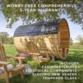 thumbnail image 3 of Backyard Discovery Paxton 4-6 Person Cedar Outdoor Barrel Sauna, Porch, 9kW Heater, 3 of 13