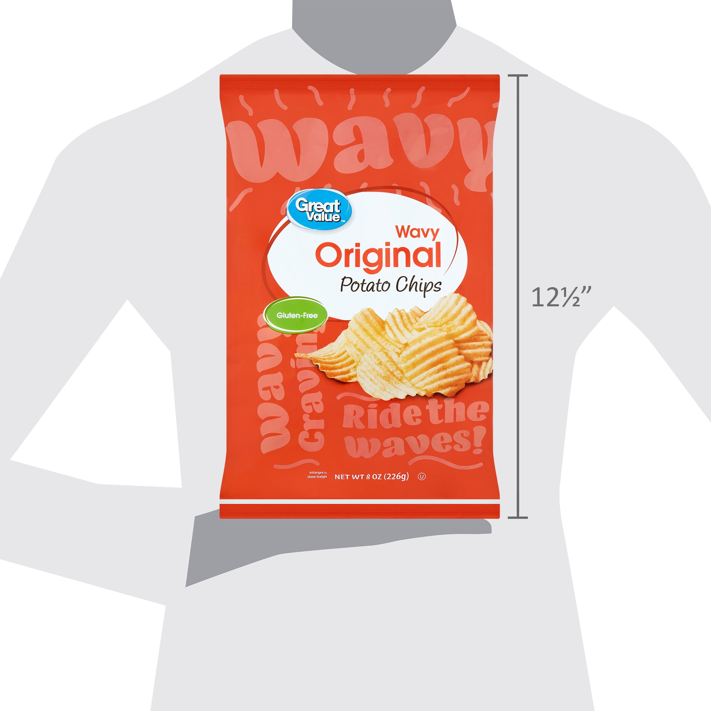 Great Value Wavy Original Potato Chips, 8 oz