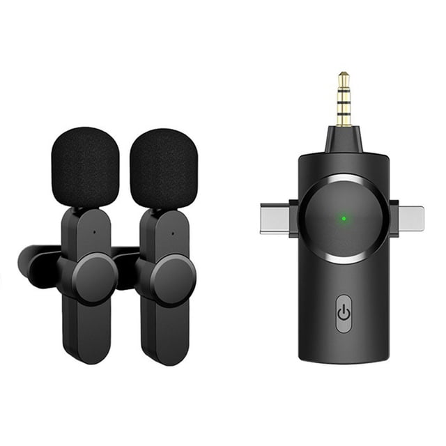 Cateissary Clip inalámbrico en el micrófono Grabación de video Transmisión en vivo Mic Tipo-C Grabador de reverberación Micrófonos para Cables de audio/vídeo Tipo 2