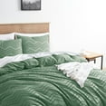 thumbnail image 4 of Nestl Boho 3 Piece Duvet Cover Set, Tufted Embroidery Double Brushed Duvet Cover with Button Closure with 2 Pillow Shams, Twin (68"x90") - Green, 4 of 8