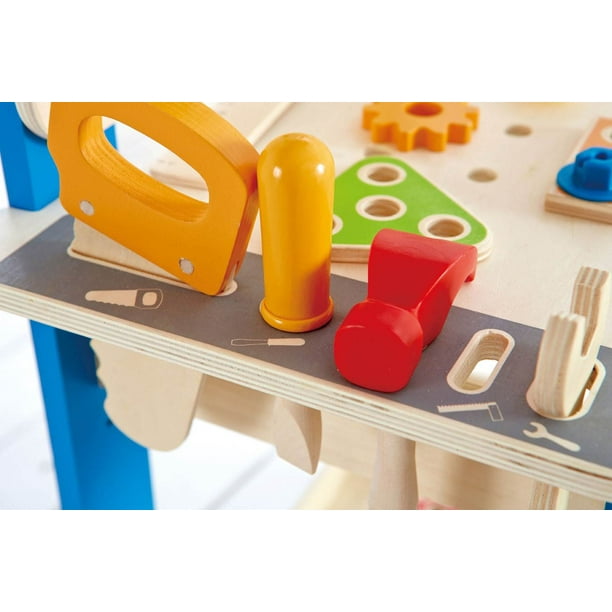 Hape Outil de maître en bois pour enfant et jouet d'établi, ensemble de  construction de jeux de simulation, enfants 3 ans et plus 