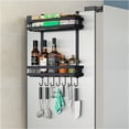 thumbnail image 1 of Estante para refrigerador, muebles de cocina, estante para especias para almacenamiento en refrigerador, estante para especias de 2 capas con 7 ganchos, estante para almacenamiento de cocina sin talad, 1 of 5