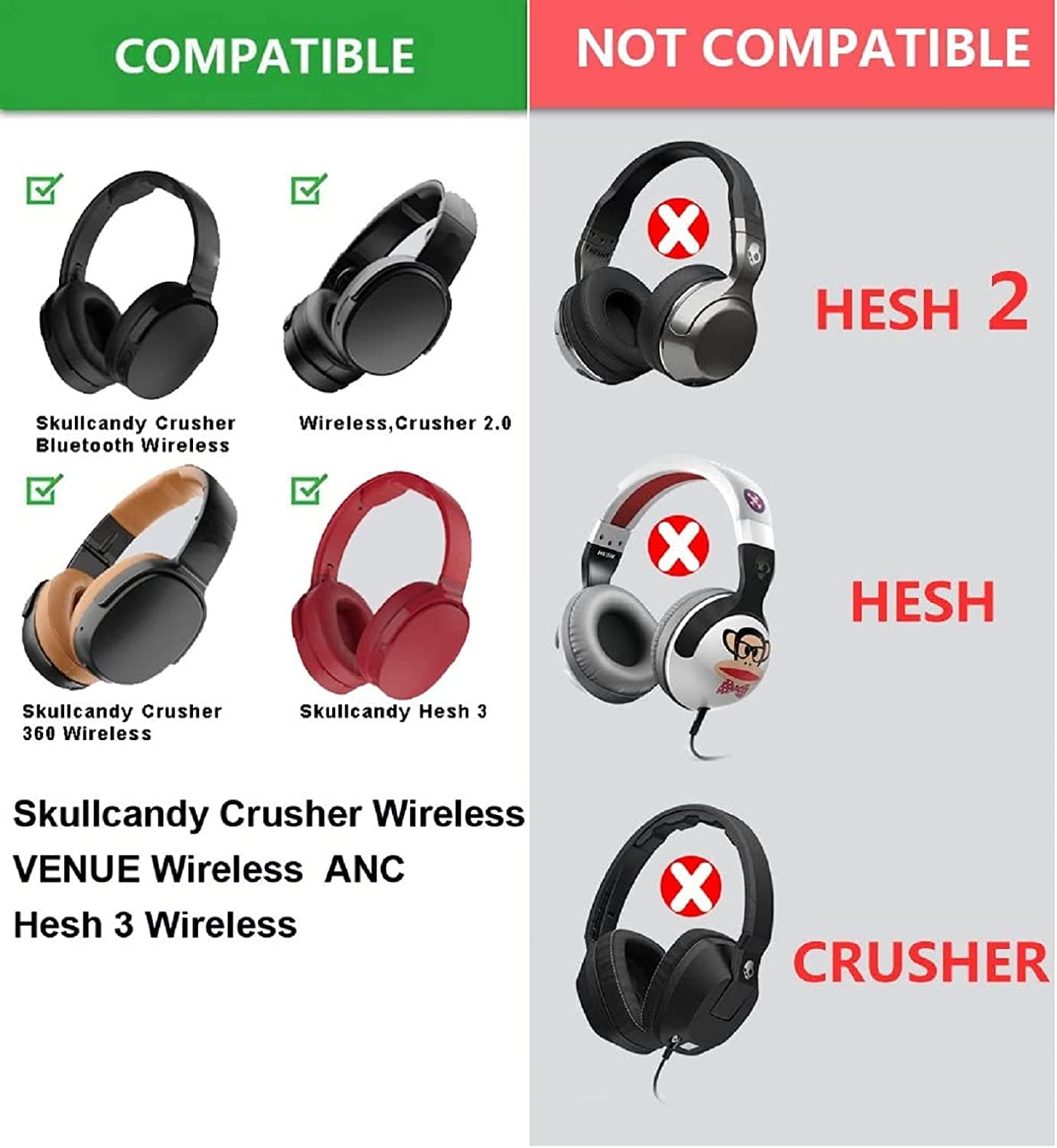 For Skullcandy Crusher Wireless Evo ANC Hesh3 Headset Ear Pads - Foto 6