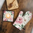 thumbnail image 5 of Pioneer Flower Kitchen Oven Mitt and Pot Holder Sets 2 Pcs for Baking, Cooking and Grilling, Heat Resistant Up To 392 °F, 5 of 7