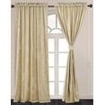 thumbnail image 2 of Chezmoi Collection Lux Beige Crushed Velvet Curtains 2 Panel Set, Room Darkening Luxury Distressed Velvet Rod Pocket Window Drapes for Living Room Bedroom 50" W x 84" L, 2 of 9