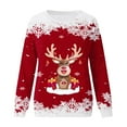 thumbnail image 4 of Fiaer Christmas Sweatshirts for Women Crew Neck Deer Cute Funny Graphic Xmas Pullover Plus Size Baggy Trendy Long Sleeve Tops Red XL, 4 of 4
