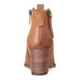 thumbnail image 3 of AQUA COLLEGE Womens Brown Western Style Cushioned Waterproof Zipper Accent Nancy Almond Toe Block Heel Zip-Up Leather Booties 5.5 M, 3 of 4