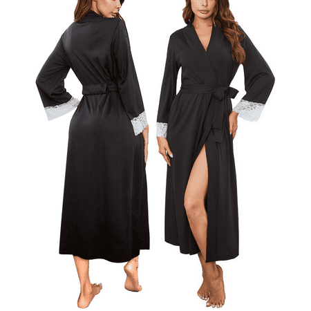 

Women Kimono Robes Cotton Lightweight Long Robe Knit Lace Bathrobe Soft Sleepwear Ladies Loungewear S-XXL