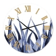 thumbnail image 2 of Designart 'Navy Blue Agave Leaves' Traditional Wall Clock, 2 of 5