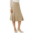 thumbnail image 4 of Allegra K Women's A-Line Midi Side Zipper High Waist Elegant Skirt M Khaki, 4 of 5