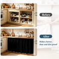 thumbnail image 4 of Pure Black Cabinet Curtain 35"Wx35"L, Dustproof Under Sink Skirt with Self Adhesive Tape, Simple Solid Color Cabinet Curtain Cover for Kitchen Sink, Bathroom Vanity, Laundry Room, 4 of 9