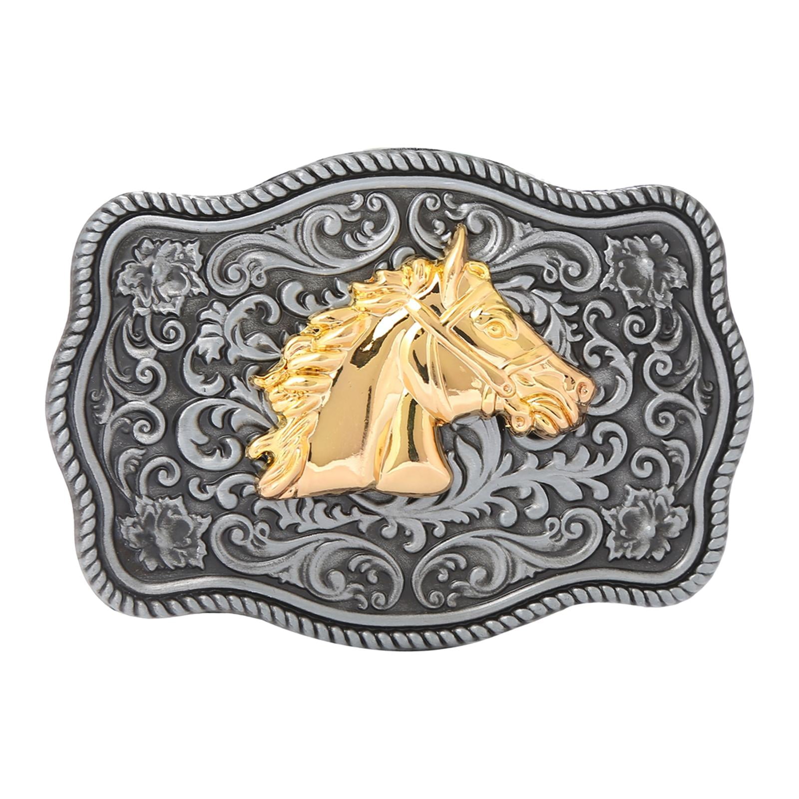 Antique Western Cowboy Belt Buckle Leather Belt Accessory for 1.5 Belts metal Belt Buckles Handmade Horse head men and Walmart
