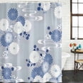 thumbnail image 2 of Blue White Floral Shower Curtain, Waterproof Shower Curtains for Bathroom, Spring Botanical Leaves Farmhouse Washable Fabric Bathtub Curtain Set Bath Decor with 12 Hooks 72"x78", 2 of 8