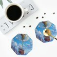thumbnail image 4 of Disketp Dandelion Hot Air Balloon Funny Coasters,4 Pcs Leather Coasters with Holder, Perfect Housewarming Hostess Gifts,Protect Furniture from Water Marks Scratch and Damage-Octagon, 4 of 6