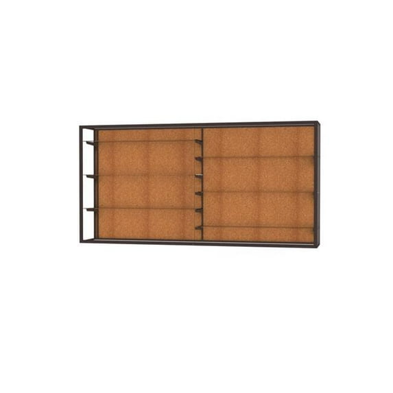 Waddell 12408-CK-BZ Champion 96 x 48 x 16 in. Wall Case with Six 12 in. Half-Length Shelves, Cork Back - Dark Bronze