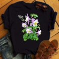 thumbnail image 1 of T-shirt Femme Imprimé Mode Fleur Papillon Manches Courtes Décontracté Haut Graphique, 1 of 7