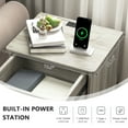 thumbnail image 6 of Hommoo Nightstand with Drawer and Open Storage, End Table Bedside Table with Charging Station, for Bedroom, Living Room, Gray, 6 of 8