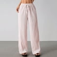 thumbnail image 5 of Ayolanni Pants for Women Striped Slacks Boho Wide Leg Pants Drawstring High Waist Petite Flowy Pink Palazzo Pants with Pockets S, 5 of 8