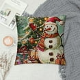 thumbnail image 2 of PRATYUS Christmas Throw Pillow Cushion Cover, Skating Happy Snowman with Christmas Tree Cheerful Hand Drawn Ornate Snowflakes, Decorative Square Accent Pillow Case,  Beige White 12x12in, 2 of 5