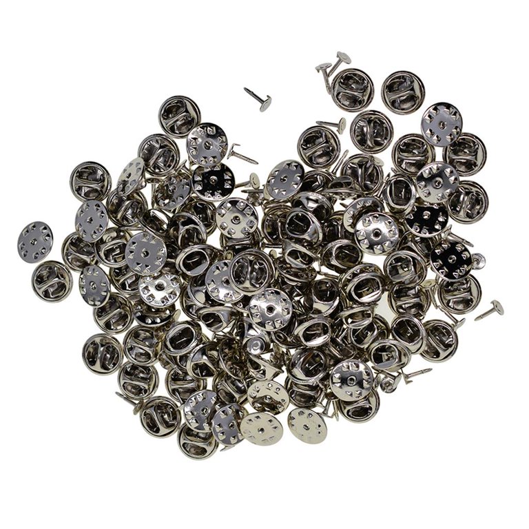 Generic 100 Sets Silver Metal Tie Tacks Pin Backs Replacement With Blank  Pins