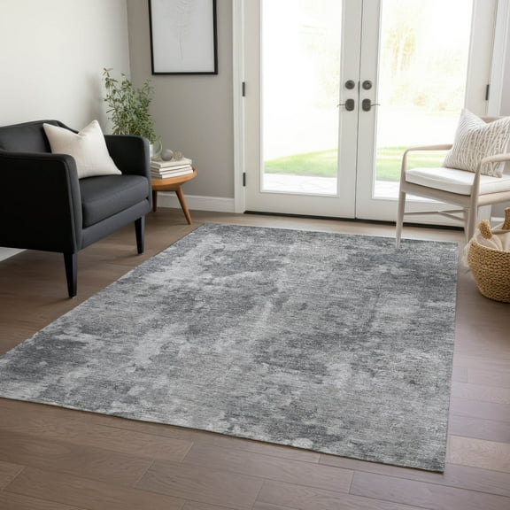 Addison Rugs Chantille Indoor/Outdoor Transitional Modern Gray Washable Rectangle Rug, 5' x 7'6"