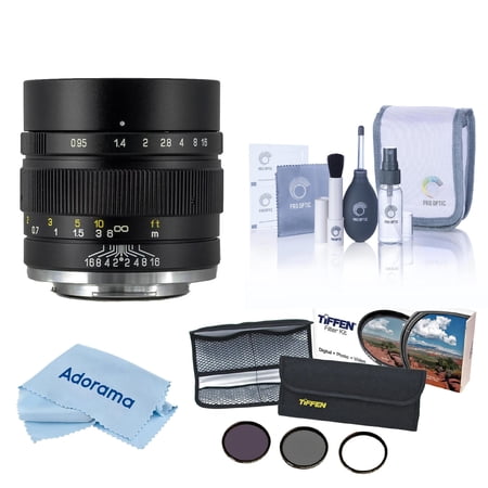 Mitakon Zhongyi Speedmaster 35mm f/0.95 Mark II Lens for Canon EF-M Black Bundle with 55mm Digital Essentials Filter Kit Cleaning Kit and Cleaning Cloth
