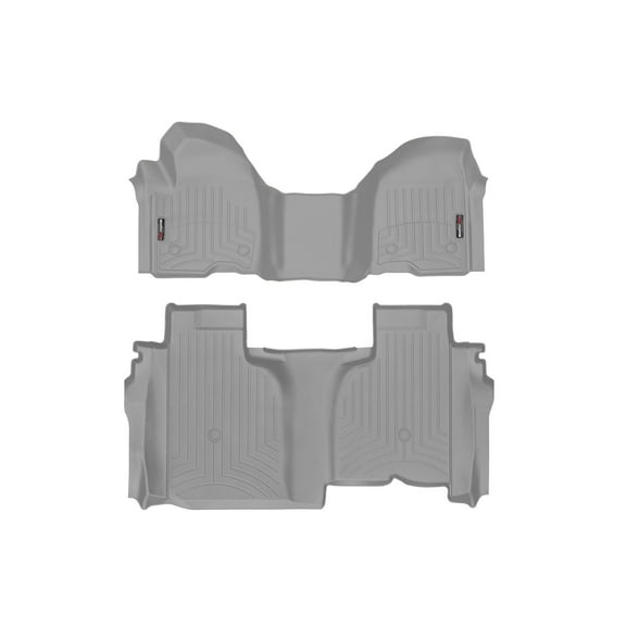 WeatherTech Custom Fit FloorLiners compatible with Silverado 1500, Sierra 2500HD/3500HD, Silverado 2500HD/3500HD, Sierra 1500 - 1st Row Over-The-Hump & 2nd Row, Grey