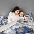 thumbnail image 4 of meiyoeat Blue Gold Marble King Size Comforter Sets For Kids,Fluid Swirl Design Comforters King Size For Adults,Light Gray Reversible,3-Piece, 4 of 7