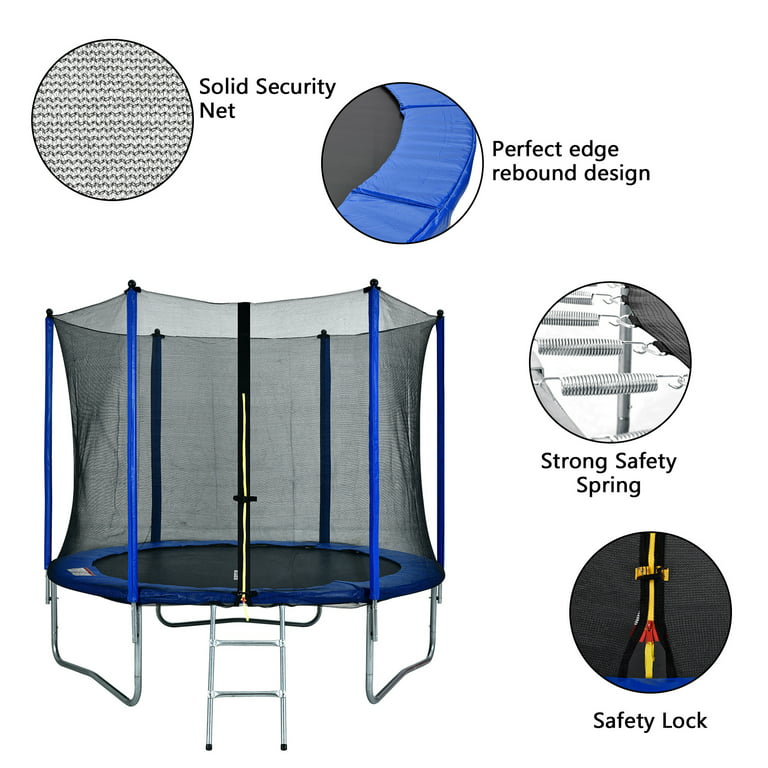 10FT Round Trampoline for Kids with Safety Enclosure Net, Outdoor Backyard Trampoline with Ladder RTinQ - Walmart.com